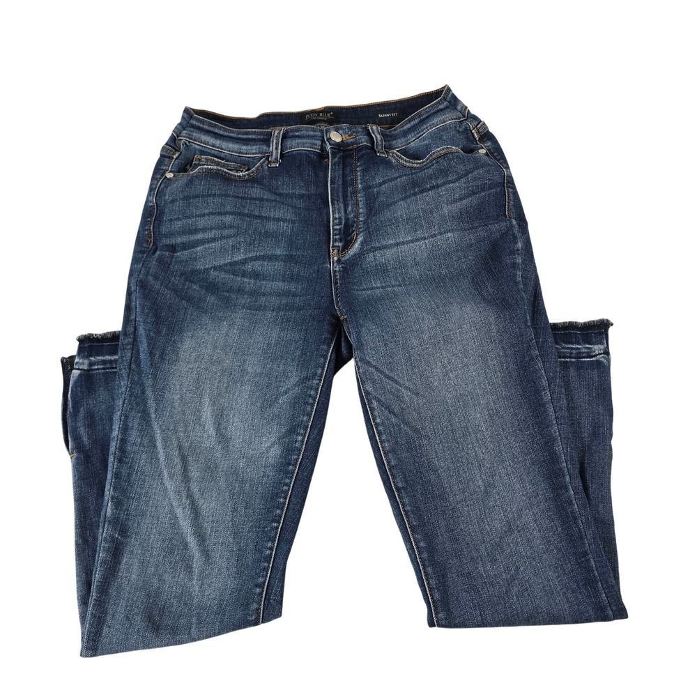 Judy Blue Skinny Fit Medium Wash Raw Hem Jeans JB82422MD Womens 11/30 Blue